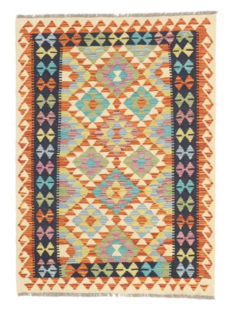 Hand Woven Kilim Afghan Old Style Rug 106X152 Wool Brown/Black Small