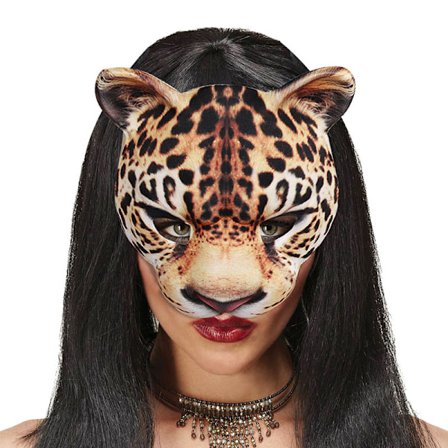 Halv ansikte djur gepard mask cosplay kostym pannband hallo