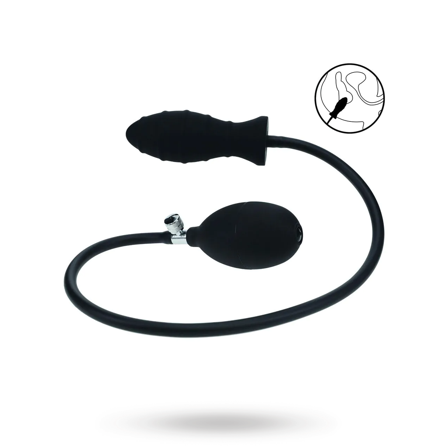 Ribbed Inflatable Silicone Anal Plug - Black - Vuxen.se - Buttplug, stora & små butt plugg