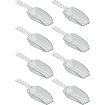 Mätskopset med 8 st, små måttskopor tillverkade av slitstark plast, skopor för godis, kök, transparent