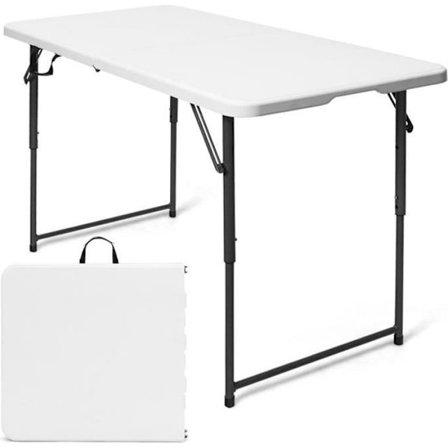 COSTWAY Samlet Campingbord 122 x 61CM 3 Justerbare Højder Belastning 150KG i Plastic og Stål til Fest/Camping/Picnic
