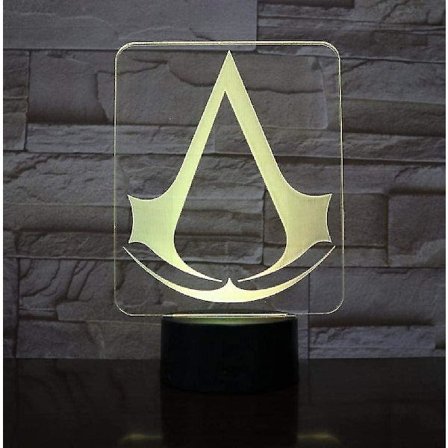Assassins Creed Spil Logo Natlampe Gave til Børn Soveværelsesindretning Farveskiftende Studierum 3D LED Natlampe