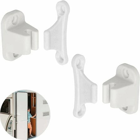 Dørstopper for campingvogn og bobil, 2-pakning, hvit dørstopper, service- og oppbevaringsdør, sikkerhet for bobildør