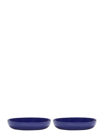 Serax Plate High Dark Blue-Stripes White Feast By Ottolenghi Set/2 - Blue - Ø 22 CM