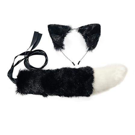 Plushvarg Huvudband med Öron och Svans för Cosplay, Halloweenfest, Barn och Vuxna