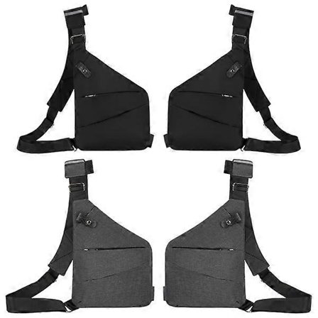 Liten Sling Bag Plånbok Anti-Stöld Axelväska Män Kvinnor Crossbody Bag grå grå Höger Sida