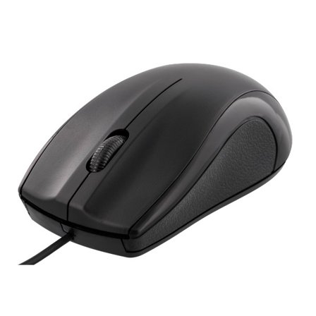 Wired optical mouse, 3 buttons w/ a scroll, 1200 DPI, black