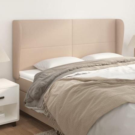 Vidaxl Huvudgavel Med Kanter Cappuccino 163x23x118/128 Cm Konstl Brun