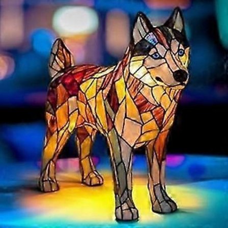 Ny Hunde Serie Resin Ornamenter LED Nattlys - Kreativ Hjem Skrivebord Dyre Statue Lampe-WELLNGS