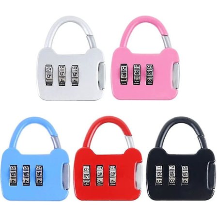 5 stk kombinasjonslås, 3-sifret kodelås, mini kombinasjonslås, sikkerhets U-kodelås med legeringshus, for treningsstudio