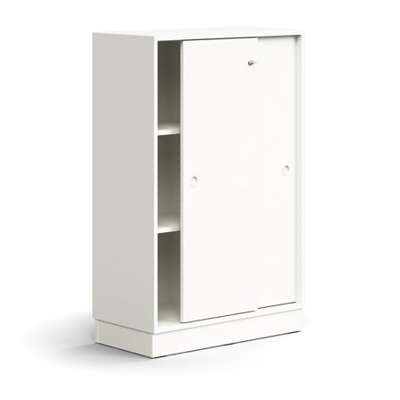 Schiebetürenschrank QBUS, abschließbar, 1257x800x400 mm, weiß