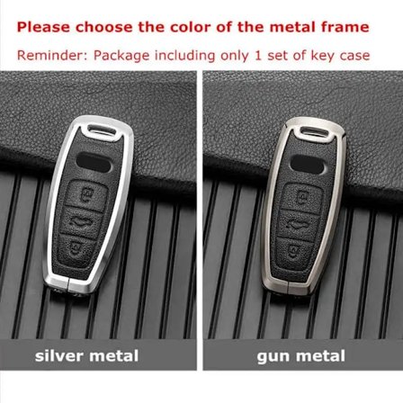 Nyckelfodral för Audi A3 A4 A5 A7 A6 C8 Q8 Q7 Q5 Q4 Q3 E-tron Fjärrkontrollhållare Nyckelring Läder Metall Biltillbehör