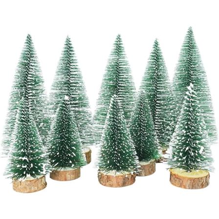 10 stk Kunstige Miniatyr Juletre Mini Sisal Snø Frost Trær Kunstig Juletre Dekorasjon Mini Miniatyr Juletre Dekorasjon M