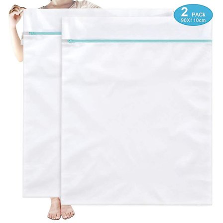 Stor tvättväska i mesh, hållbar tvättväska med dragkedja, 90 x 110