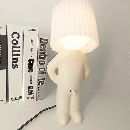 Kreativ Lampe Fræk Dreng Bly Mand Lille Natlampe - Boligindretning - EU-stik Hvid