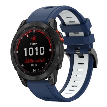 För Garmin Fenix ​​7 Solar 22mm Tvåfärgad Sports Silikon Watch Band