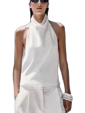 Vit halterneck topp i satin från Zara