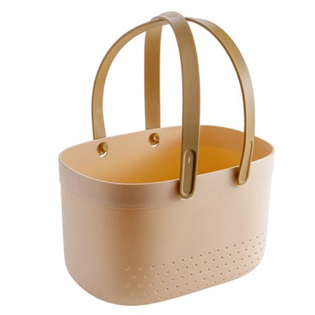 Bærbar brusekurv med ventilation Stor kapacitet Plastopbevaringskurv med håndtag Pink