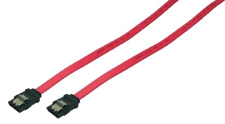 LogiLink S-ATA Cable with latch, 2x male, red, 0,3