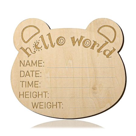 Baby Tillkännagivande Skylt, 15cm Baby Trä Björnhuvud Form Milestone Milestone Kort