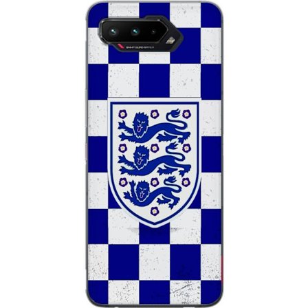 Kompatibelt Mobildeksel til Asus Asus ROG Phone 5 Grafisk sjakkbrett-mønster i blått og hvitt med et klassisk heraldisk emblem, retroinspirert sport
