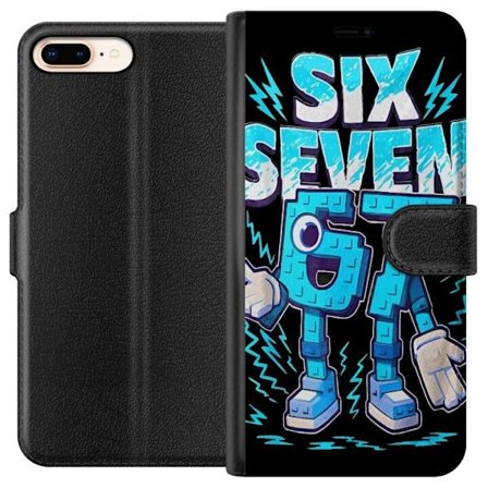 Yhteensopiva Lompakkokotelo Apple Apple iPhone 7 Plus Lelukas sininen kuvaus numeroilla Six Seven retro-arkadityyliä vahvalla typografialla ja graafi