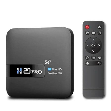 H20PRO Smart Android TV Box har Android 10, 2 GB RAM, 16 GB lagring, stöder 6K-mediauppspelning och erbjuder extremt
