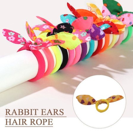 10pcs Ponytail Scarf Rabbit Ear Bow Hair Rope Ties Scrunchies Ribbon Band X6E4-