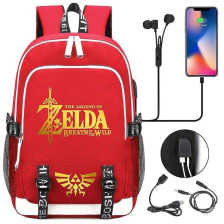 Zelda USB portti kannettavan tietokoneen reppu - Tyylikäs koulukirjalaukku faneille, matkustamiseen ja casual - Ominaisuudet Sisäänrakennettu USB 