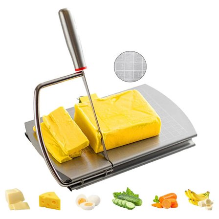 Flerbruks osteskjærebrett i rustfritt stål med blad for blokkost, uanstrengt skjæring, giljotin pølse skinke biltong jerky skjærer