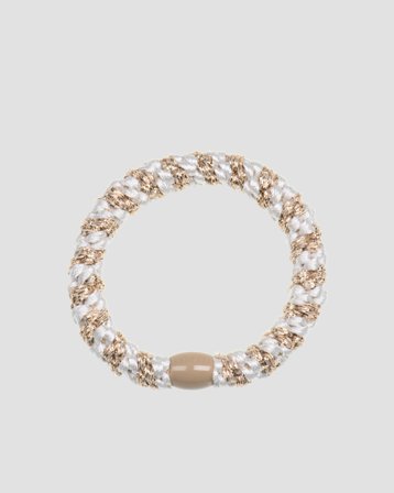 KKNEKKI KKNEKKI White-Beige glitter stripe Beżowy Akcesoria Dziewczyna - Kids Brand Store