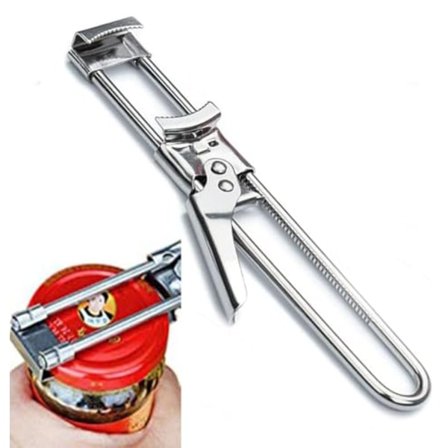 Säädettävä manuaalinen avaaja, monitoimityökalu purkeille, pulloille ja tölkeille, ruostumattomasta teräksestä valmistettu keittiötarvike