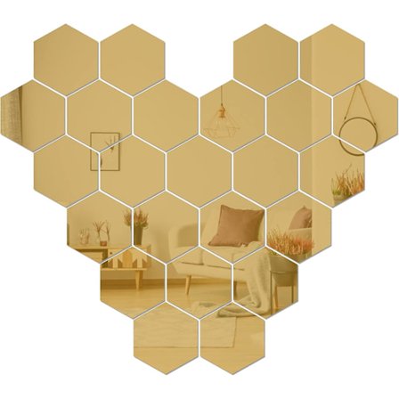 Speil vegg klistremerke - Gull 24 stk Flyttbare gull speil klistremerke DIY Akryl veggdekor speil