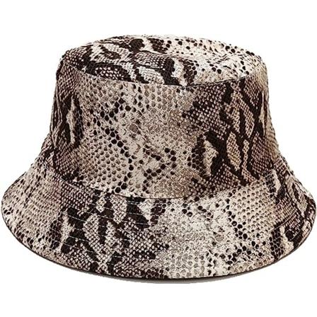 Unisex Vendbar Bucket Hat Strandsolhatt Estetisk Fiskehatt for Kvinner Menn Tenåringer Bädda Bädda Sidor (Pythons Grain)