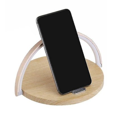 LED-bordslampa Läslampor Bordslampa vid sängbord med snabb trådlös laddare (brun)