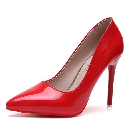 Dam Solid Stiletto Low Top Pump Skor Med Spetsiga Tå Höga Klackar