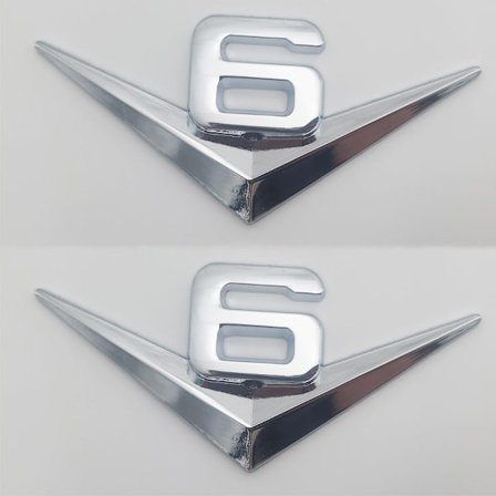 2 stk. 3D V6 Bil Emblem Badge Mærkat Metal Bil Logo Emblem Bogstav