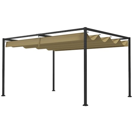 Pergola 4x3m havepavillon, terrasse tagbeklædning lavet af stål, havepavillon med justerbart tag, fritstående, solafskærmning til terrasse og have, Kh