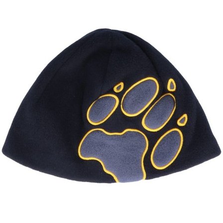Jack Wolfskin - Svart traditionalbeanie Beanie - Kids Front Paw Black Beanie @ Hatstore