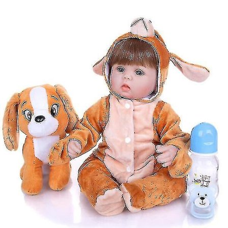 Naturtrogna Reborn Girl Doll Mjuk Silikon 42 Cm Bomull Body Realistisk Baby Toy