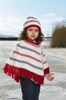 Beskrivning Barnponcho och mössa