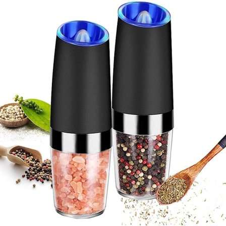2 st Elektrisk Pepparkvarn med Justerbar Grovlek