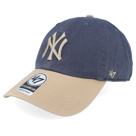 47 Brand - MLB Blå unconstructed Caps - New York Yankees Two Tone Clean Up Navy/Camel Dad Cap @ Hatstore