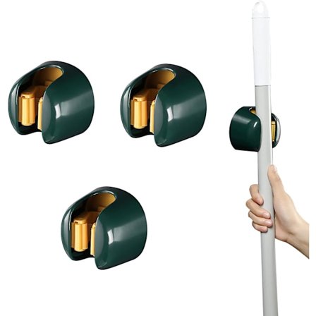 3 stk Grønn Veggmontert Kosteskaft Holder Selvklebende Mop Holder