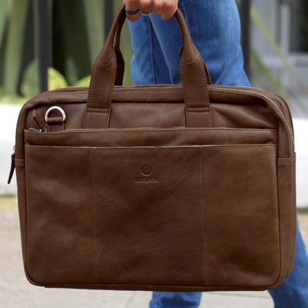 Sac brun pour ordinateur portable "California" pour hommes - Sacs en cuir