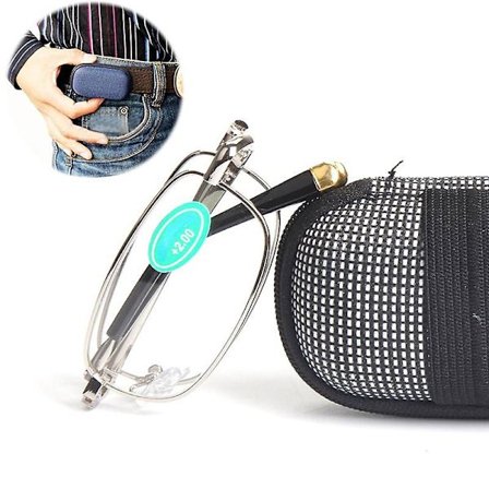 Mini Kannettavat Kokoontaitettavat Lukulasit Miesten Tasku Ikänäkölasit Lasilinssi Metallinen Kokokehys Kotelolla