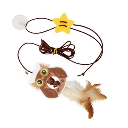 Infällbar kattleksak med ljusa fjädrar och 2 meter elastisk sladd för väggmontering [HK]