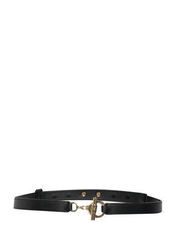 Lauren Ralph Lauren Leather Toggle Skinny Belt - Black - L