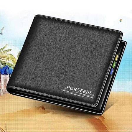 Lyhyt miesten lompakko kolikkotasku MUSTA