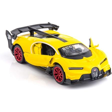 SAYTAY Bugatti Vision GT Superbil 1/32 Støbt i zink Legetøjsbil med lyd og lys til drenge og piger (Gul) ST-001